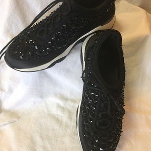 ASN Women's Black Studded, Low Top Sneakers, Sz11
